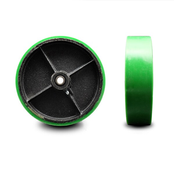 SCC-8" Green Poly on Cast Iron Wheel Only w/Roller Bearing-1/2"Bore-1400 lb Cpty